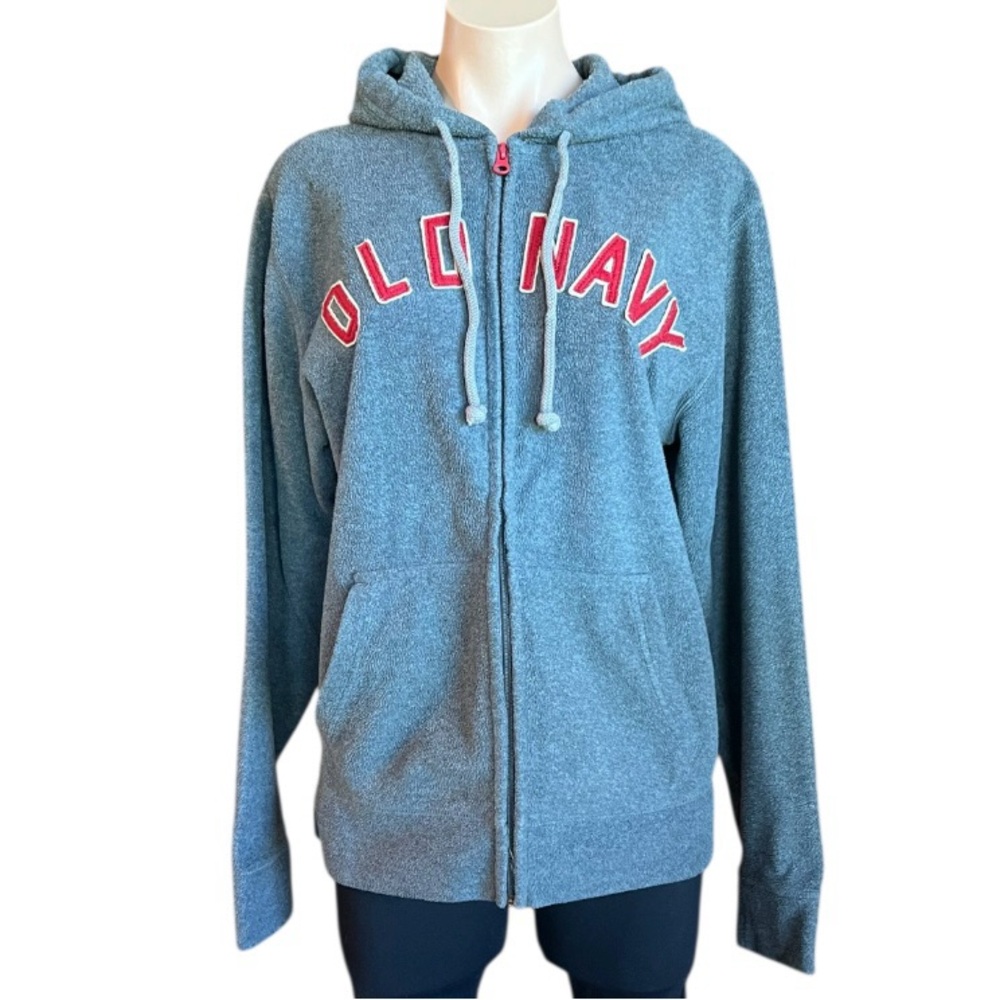 Old Navy Heather Gray Hoodie with Red Logo